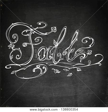 Autumn, fall. Hand drawn vector stock illustration Chalk board drawing.