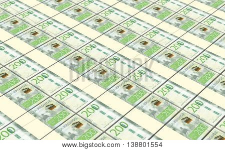 Swedish kronor bills stacks background. 3D illustration.