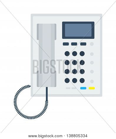 Office business keypad phone and icon of old classic mobile phone vector. Modern style mobile phone technology cellphone vector illustration isolated