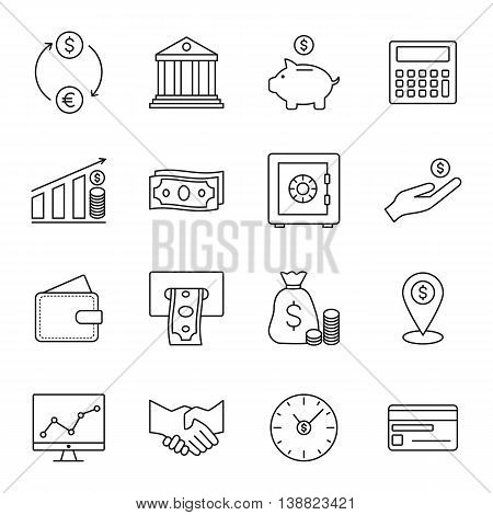 Finance and banking line icons. Vector illustration.