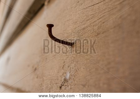 Rusty nail and an old wall rusty, nail, wood, wall, old, background, white, retro
