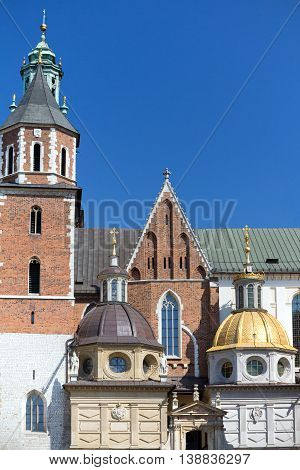 wawel cathedral on wawel hill in old town of cracow in poland