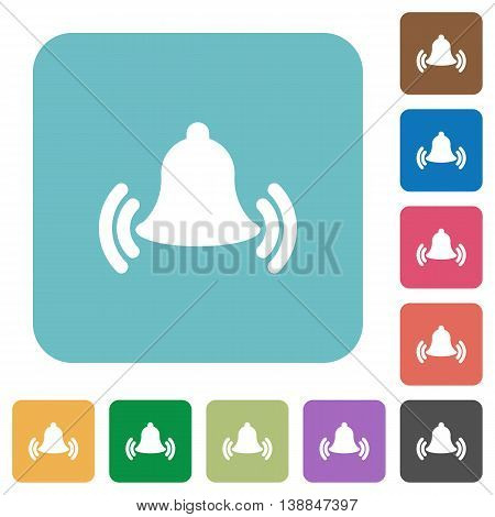 Flat ringing bell icons on rounded square color backgrounds.