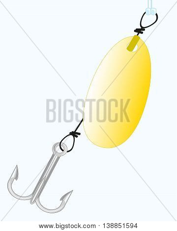 Cordage for fishing of fish spoon bait on white background