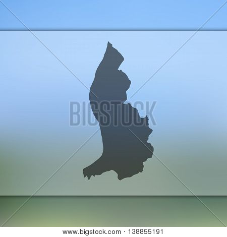 Liechtenstein map on blurred background. Blurred background with silhouette of Liechtenstein. Liechtenstein. Liechtenstein map.