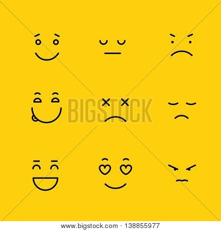 Different schematic face emotions. Lineart concept