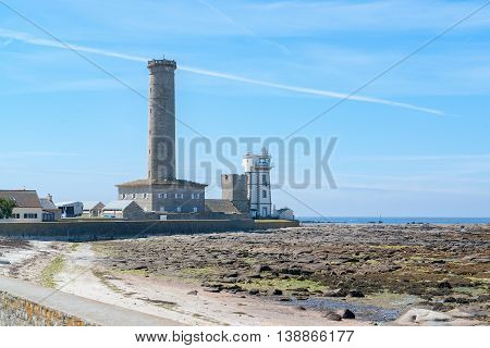 lighthouse in Penmarch a commune in the Finistere department in Brittany France