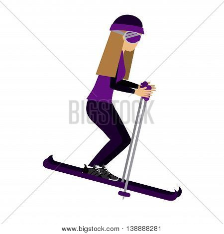 female athlete practicing ski isolated icon design, vector illustration  graphic