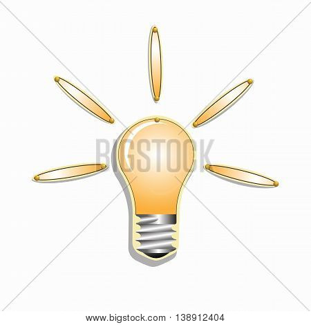 Flat vector light bulb on a white background .