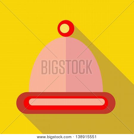 Hat icon in flat style on a yellow background