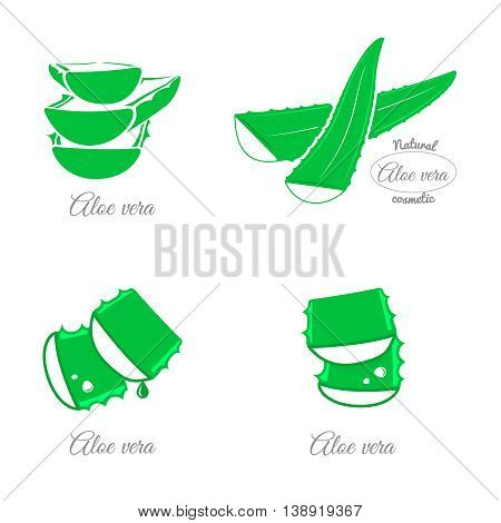 Aloe vera design elements. Icons and emblems.