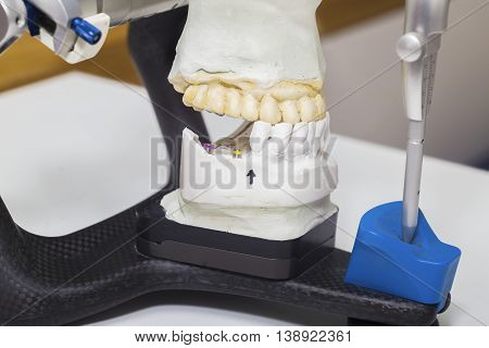 Technical shots of model on a dental prothetic laboratory