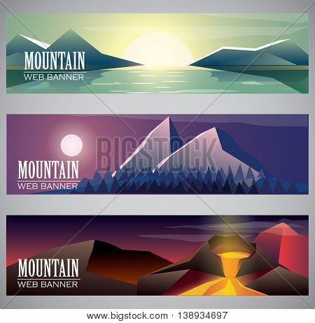 Low polly Mountains web banners