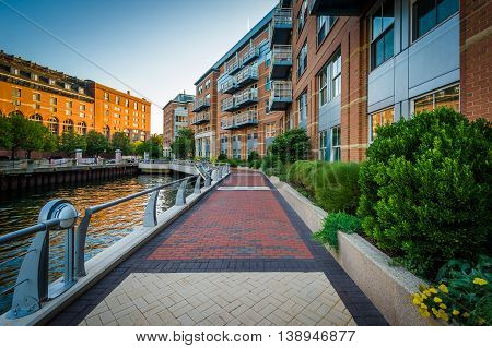 The Boston Harborwalk At Battery Wharf, In The North End, Boston, Massachusetts.