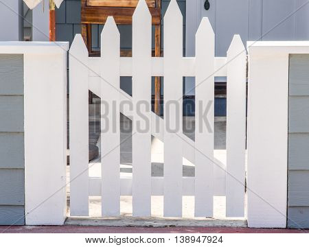 Nice New White Closed Fence Gate With Z-frame And Convex Shape