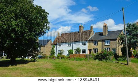 Abbotsley, Cambridgeshire, England - July 17, 2016: High Green Cottages Abbotsley Cambridgeshire.