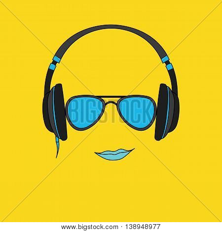 Vector illustration of color man with headphones