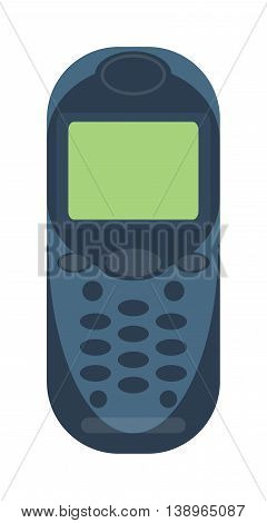 Old vintage keypad mobile phone and icon of old classic mobile phone antique vector. Old style mobile phone technology retro cellphone vector illustration