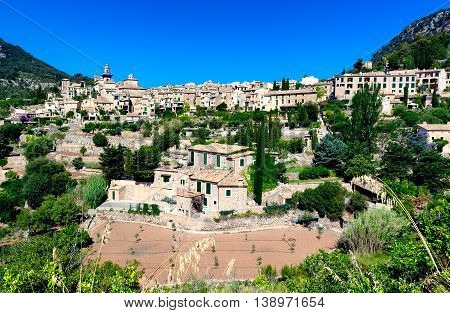 Ancient mountain town Valldemosa in Majorca island, Spain
