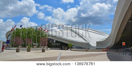 MONTREAL QUEBEC CANADA JULY 15 2016: Biodome that allows visitors to see four ecosystems of America. The building was constructed for the 1976 Olympic Games as a velodrome