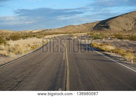 Empty road in the nevada desert, United States