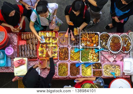 Kota Kinabalu,Sabah,Malaysia-March 14,2016:Street food or traditional Malay dishes in Kota Kinabalu,Sabah.Kota Kinabalu is one of the most vibrant and popular food capitals in the borneo.