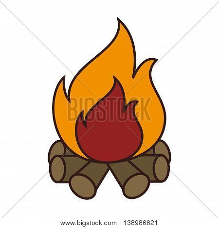 Wood fire flammes , isolated colorful icon design