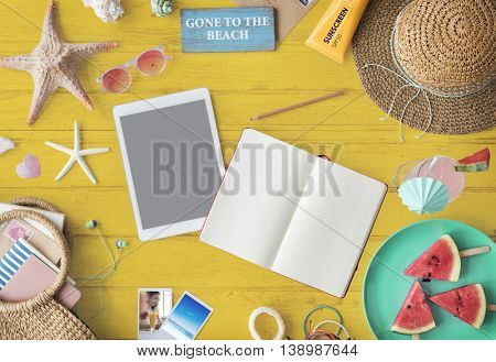 Mockup Copyspace Book Summer Vacation Concept