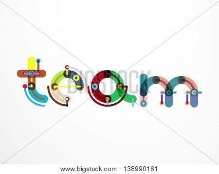 Team word lettering banner. Geometric thin line minimal design