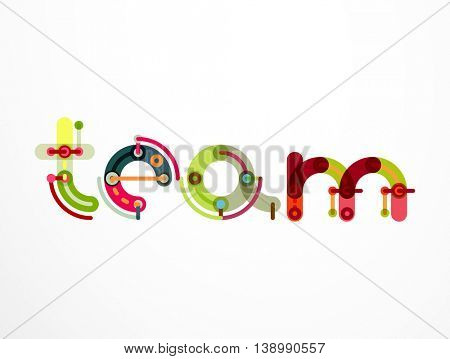 Team word lettering banner. Geometric thin line minimal design
