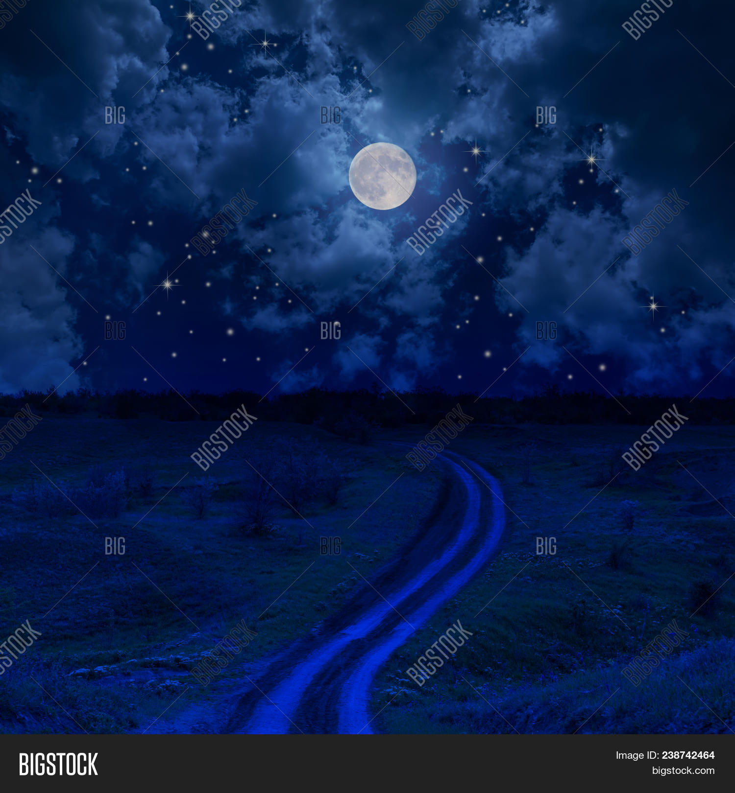Full Moon Clouds Stars Image Photo Free Trial Bigstock