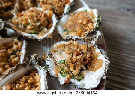 Grilled Oysters With Oil, Green Onion, Roasted Peanut