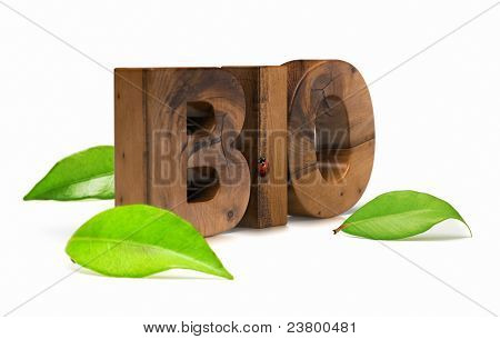 Bio woord groene bladeren
