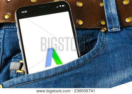 Sankt-petersburg, Russia, April 14, 2018: Google Adwords Express Application Icon On Apple Iphone X 