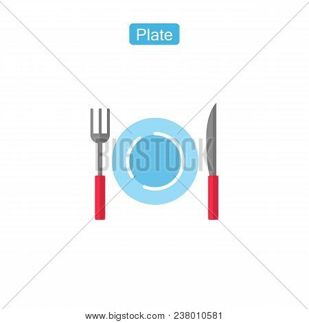 Diet Fit Icons. Plate With Fork And Knife Flat Icons In Colorful Circles Vector Illustration. Dietin
