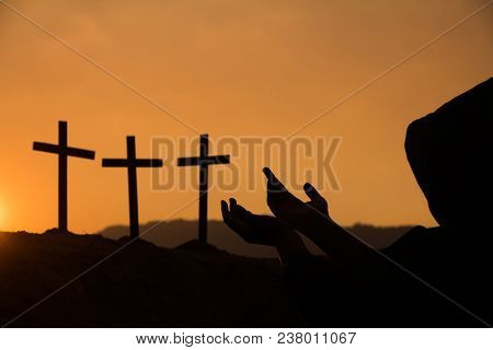 Human Hands Open Palm Up Worship., Concept For Christian, Christianity, Catholic Religion, Divine, H