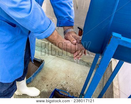 Araras, Sp, Brazil, September 05, 2007. Special Chemicals For Sterilization Of Hands And Feet At The