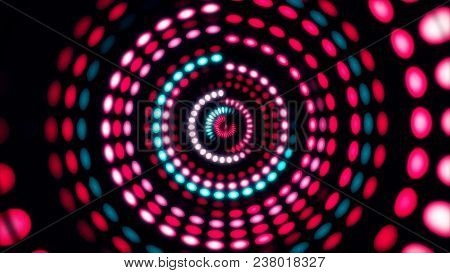 Colorful Dance Floor With Several Shining. Sound Waves, Dance Of Lines And Light. Rainbow Spectrum O