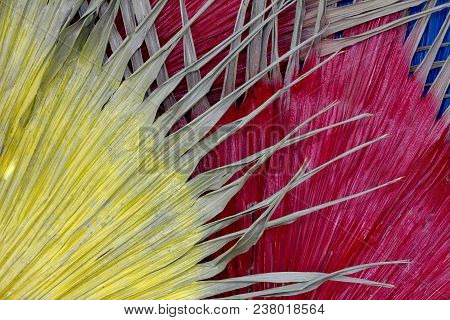 Dried Leaf  Yellow Red And Blue For Background Or Wallpaper.