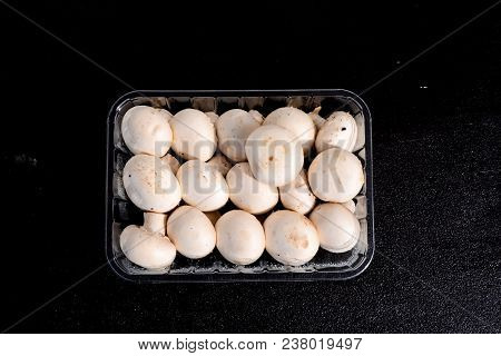 Photo Picture Of  Fresh White Mushroom Food Texture Background