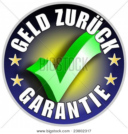 Money Back Guarantee Button/Label, german version, 
