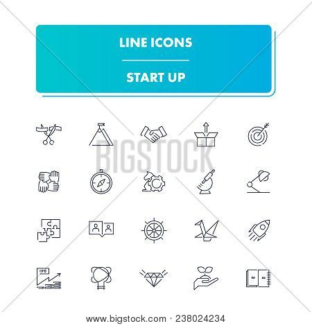 Line Icons Set. Start Up Pack. Vector Illustration For Begin Business
