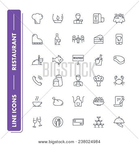 Line Icons Set. Restaurant Pack. Vector Illustration.