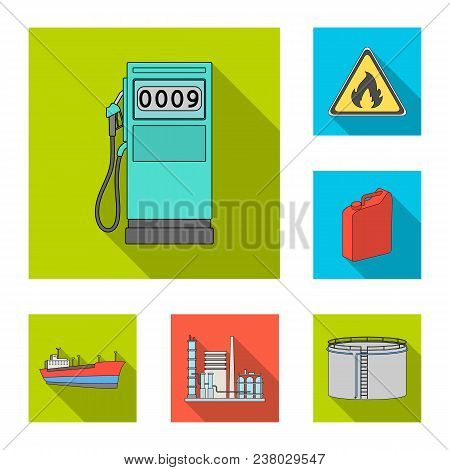 Oil Industry Flat Icons In Set Collection For Design. Equipment And Oil Production Vector Symbol Sto