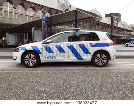 Almere, Flevoland, The Netherlands - March 17, 2018: Volkswagen Golf Security And Safety Car From Pu