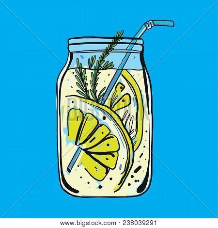 Hand Drawn Lemonade Vector Illustration Isolated. Summer Menu, Banner, Poster.