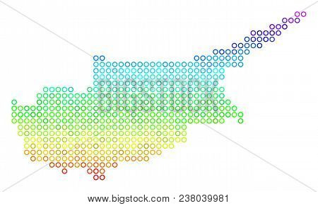 Spectral Cyprus Island Map. Vector Geographic Map In Bright Spectrum Color Shades. Spectrum Has Vert