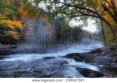 An Algonquin River Rapids In Beautiful Fall Colors
