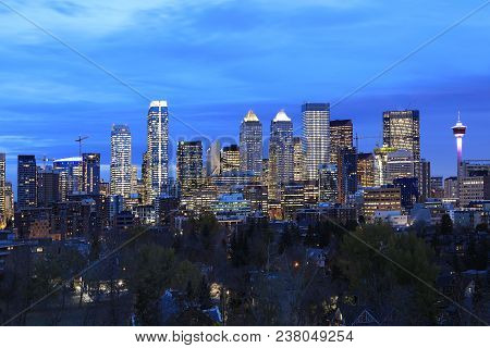 A Night View Of Calgary, Canada Skyline