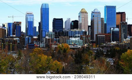 An Early Morning View Of Calgary, Canada Skyline